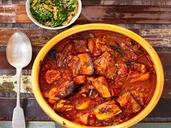 بادمجان دودی با لیمو و زردآلو