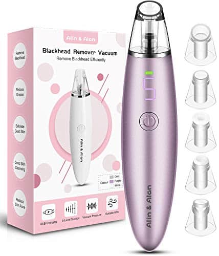 Alin&Alan Electric Blackhead Suction Devices USB Rechargeable Acne Comedone Extractor Tool Kit 